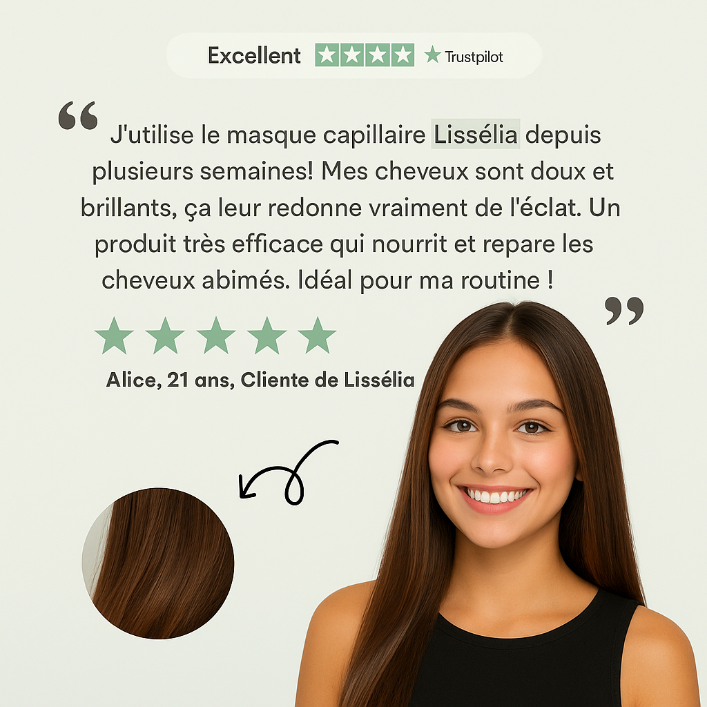Avis d'une cliente après utilisation du masque capillaire Lisséllia