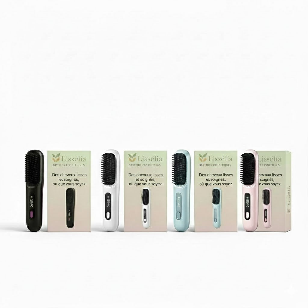 Lisseur cheveux sans fil 2-en-1 – Brosse lissante sans fil professionnelle Lisséllia