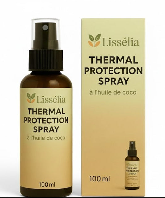 Spray protection thermique cheveux Lisséllia à l’huile de coco avec emballage